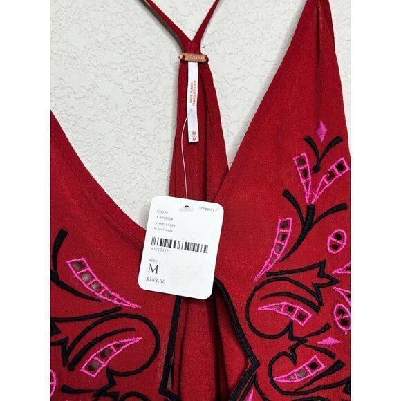 NWT! Free People Boho Red La Luna Cut Out Top Size Medium - Picture 5 of 7